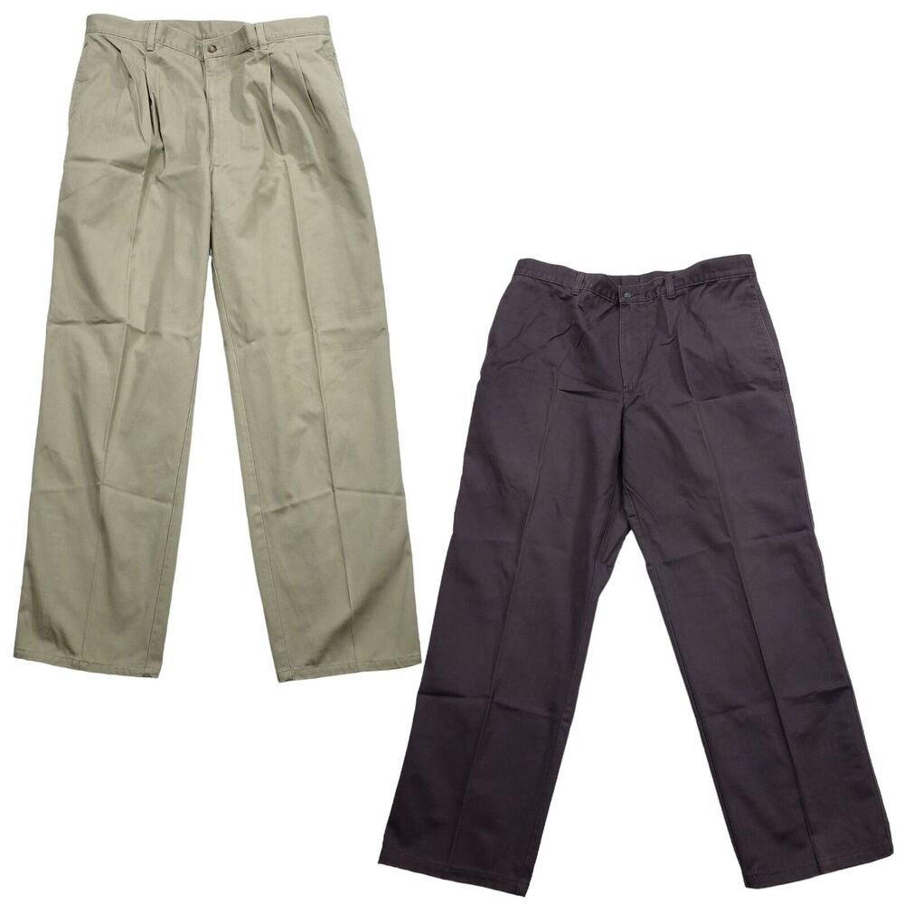 Bill Blass Straight Leg Chinos 36 x 30 Men Tan Eggplant Purple 100% Cotton Vtg